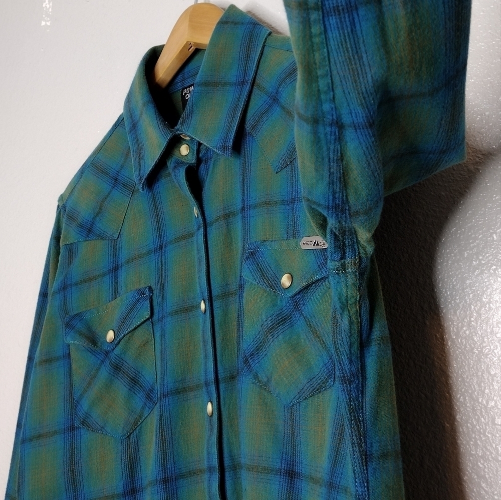 Panhandle Slim Powder River Outfitters Plaid Flannel Western Button Down Shirt - Picture 8 of 14